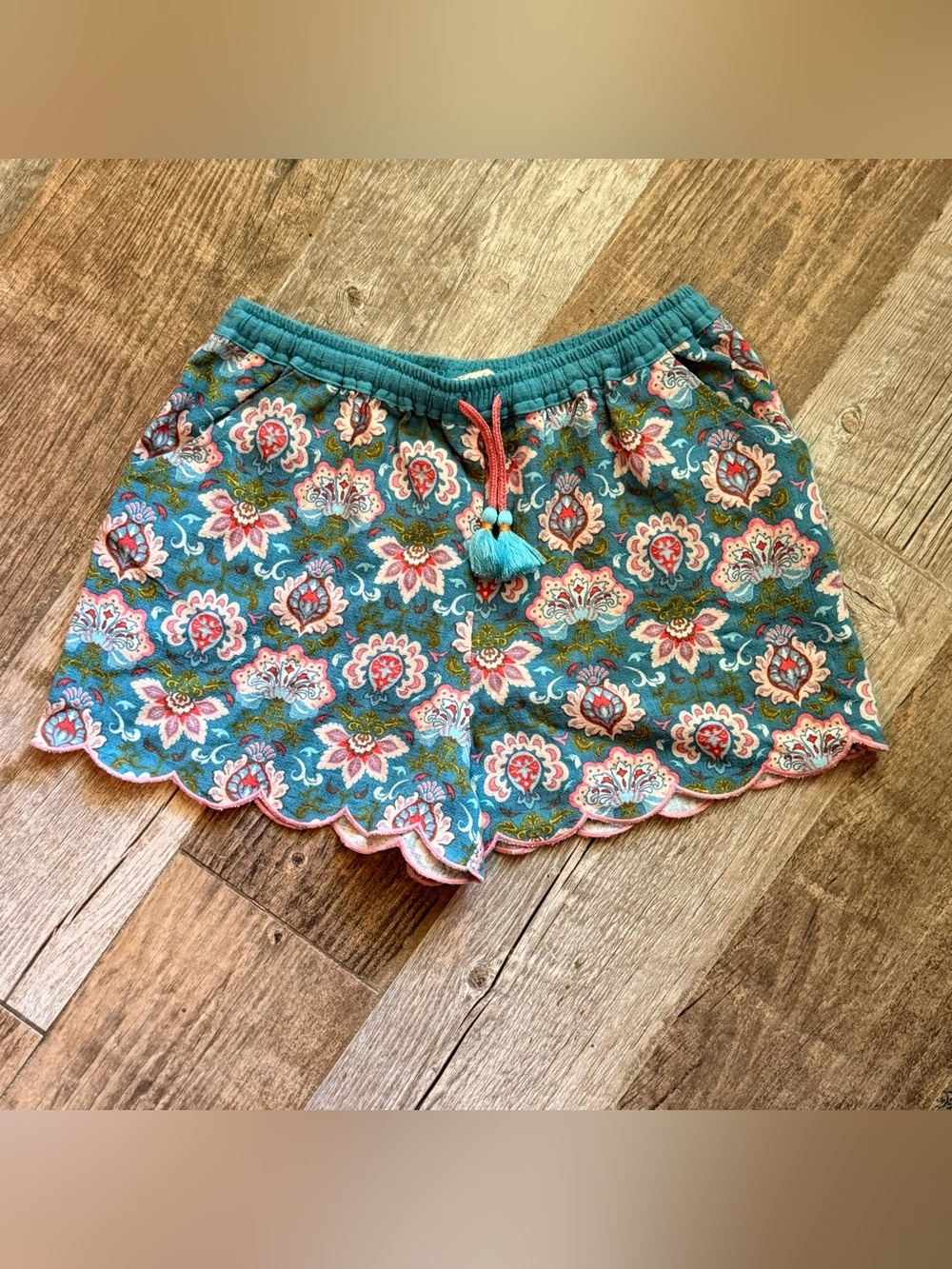 MATILDA JANE Enchanted Garden Lake Marble Easy Waist Printed Shorts Size 10